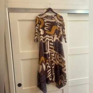 pleated dress japanese designer new print artsy pleats asymetrical